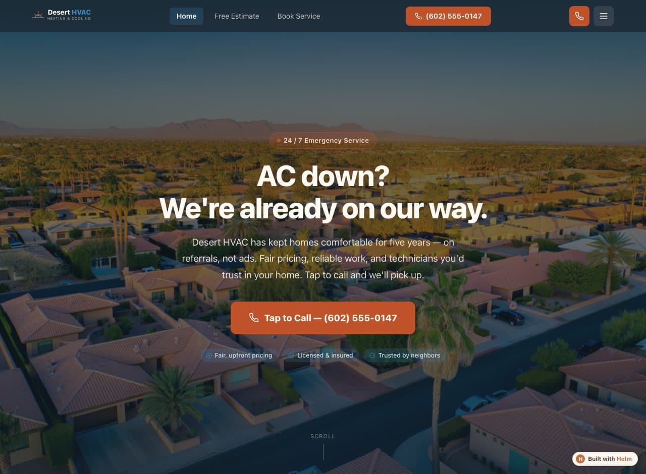 Desert HVAC — a Helm build, live