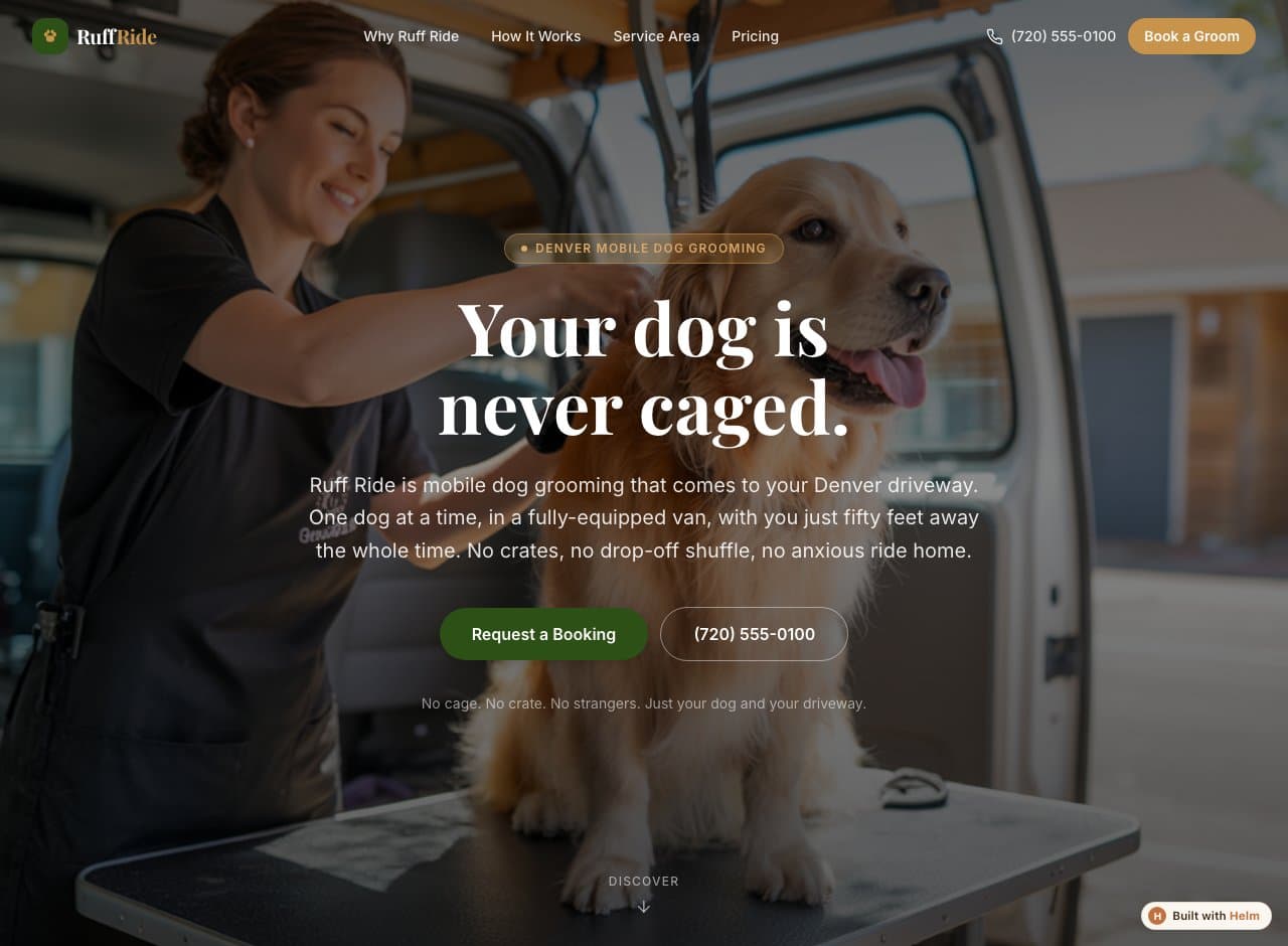 A Helm-built site for a dog transport service